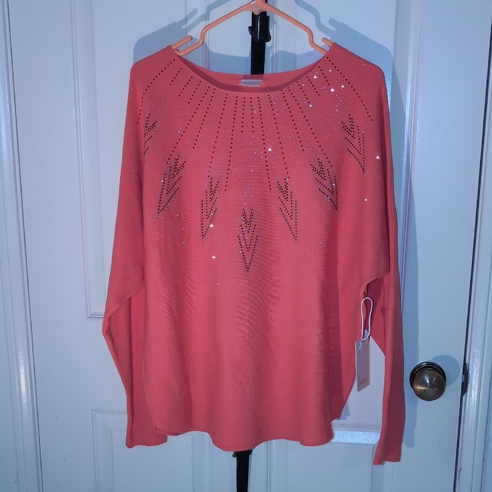 Women's Coral Top with Embellishments